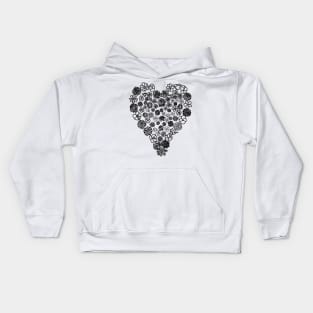 Black and White Floral Heart of Flowers Mothers Day Kids Hoodie